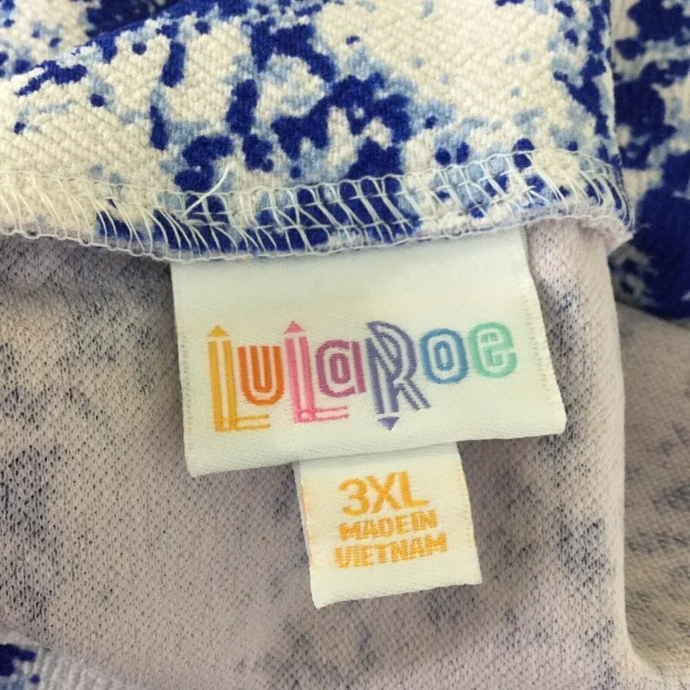 Lularoe Cassie Skirt Plus Size 3XL Blue White Stretch  Pencil Skirt